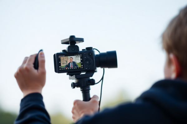 A kid filming a YouTube video